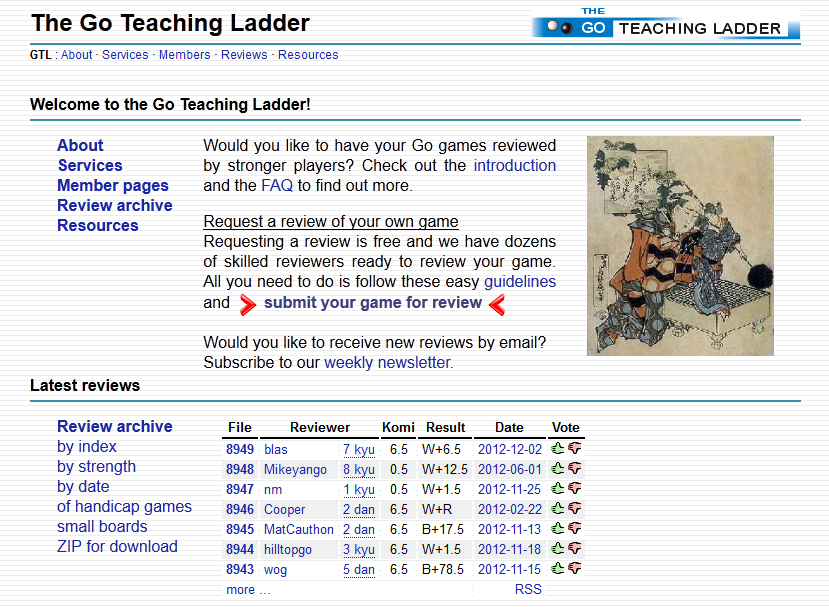 Go Teaching Ladder Main Page Screenshot