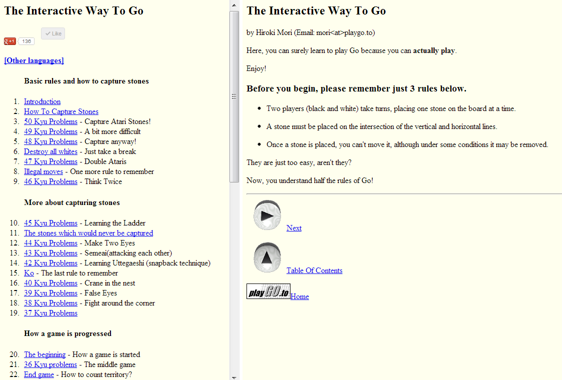 Interactive Go Website Screenshot